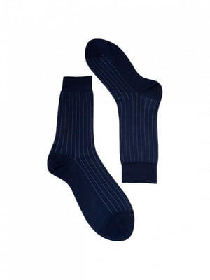 Однотонные темно-синие носки с рисунком | 6868985