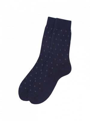 Сині шкарпетки з геометричним орнаментом | 6868987