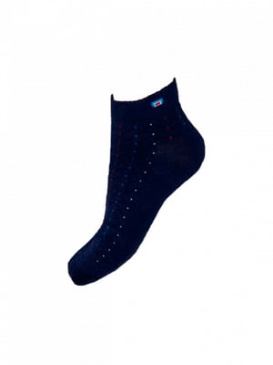 Укороченные синие носки на мягкой резинке с ромбом | 6869416