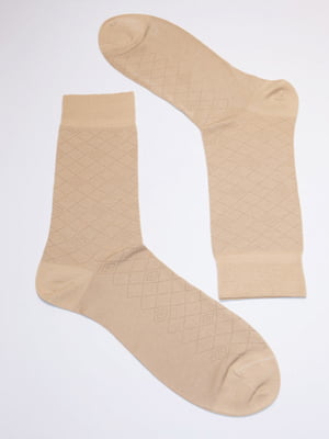 Бежевые носки с геометрическим орнаментом | 6870257