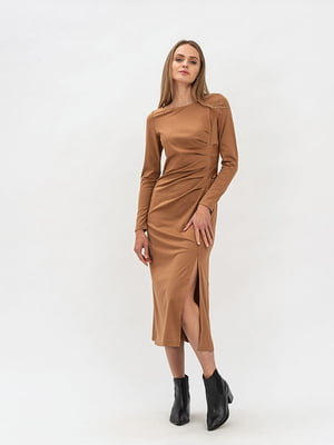Сукня коричнева з розрізом Дерія 2 | 6882831