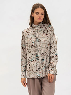 Блуза з комірцем-стійкою в квітковий принт Меді | 6882899