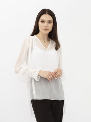 Блуза молочного кольору з V-подібним вирізом Анозія | 6883311