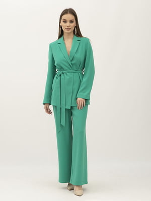 Костюм зелений жакет та брюки палаццо з костюмної тканини Лорі 1 | 6883466