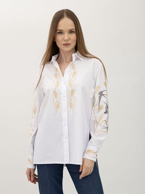 Блуза біла з вишивкою на рукавах Пайк  | 6883583