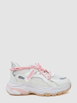 Білі кросівки з рожевими шнурками | 6888449