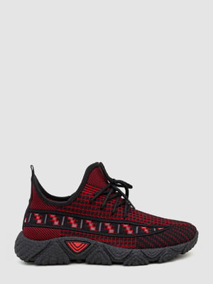 Красно-черные текстильные кроссовки | 6888491