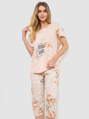 Персиковая пижама с бриджами | 6888660