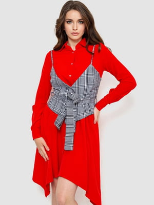 Червона асиметрична сукня-сорочка | 6888678