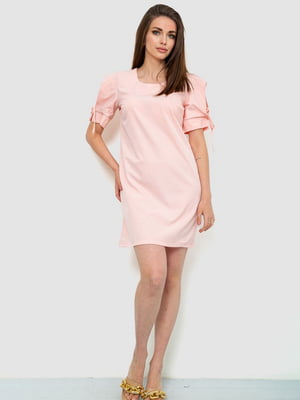 Персикового цвета платье с акцентными рукавами | 6889012