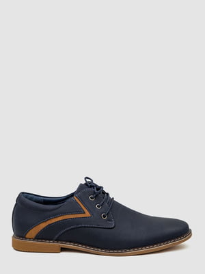 Темно-сині туфлі з екошкіри на шнурках | 6889111