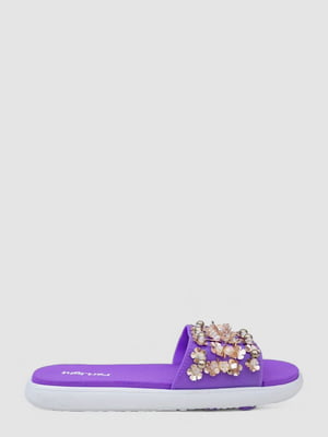 Шльопанці фіолетові з декором | 6889354