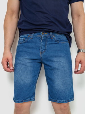Шорты джинсовые синие с потертостями | 6889451