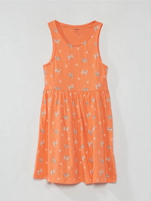 Сукня без рукавів помаранчева з принтом | 6935563