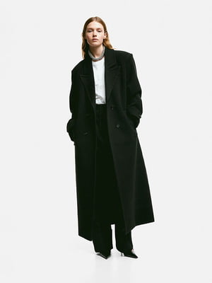 Двобортне чорне пальто | 6863088