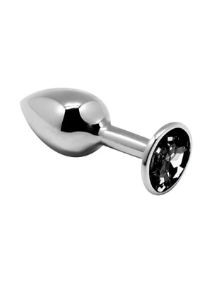 Металева анальна пробка з кристалом Mini Metal Butt Plug Black L | 6670127