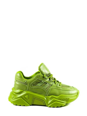 Зелені шкіряні кросівки | 6983071