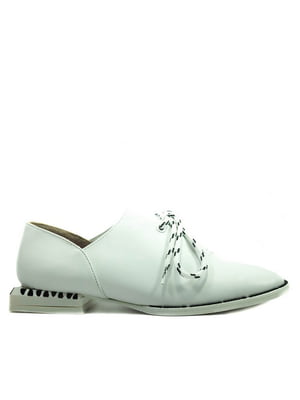 Шкіряні білі туфлі на шнурівці | 6983441