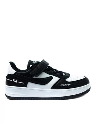 Підліткові чорно-білі кросівки на шнурівці та липучці | 6983564