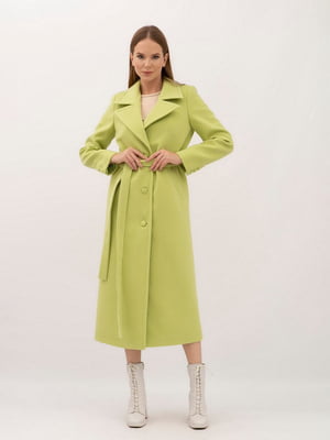 Пальто оливкового кольору максі довжини | 6987009