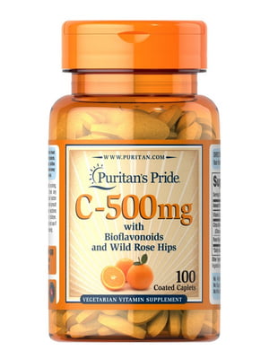 Вітамінна добавка Vitamin C-500 mg with Bioflavonoids and Rose Hips - 100 Caps | 6996006