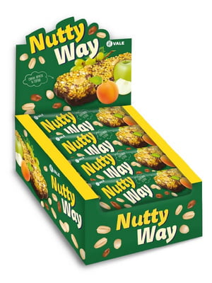 Горіховий батончик-мюслі Nutty Way - 20x40g (частково глазурований) | 6996162