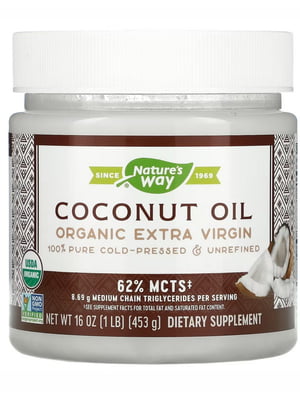 Кокосова олія холодного віджиму Organic Extra Virgin Coconut Oil - 16 oz | 6996764