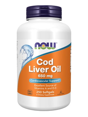 Вітамінна добавка Cod Liver Oil 650mg - 250 sgels | 6996802