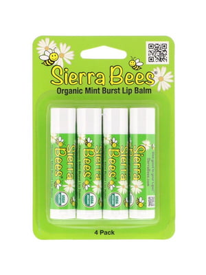 Набір органічних бальзамів для губ, "М'ятний вибух" (4 в упаковці, 4,25 г кожний) | 7000887