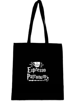 Чорна екосумка з принтом "Espresso Patronum" | 7037675