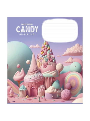 Зошит учнівський "Candy world"  у косу лінію, (12 аркушів) | 7065959