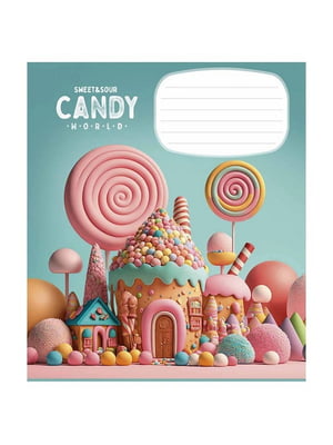 Зошит учнівський "Candy world"  у косу лінію, (12 аркушів) | 7065962