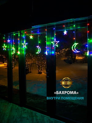 Гирлянда светодиодная бахрома на окно (3 х 0,95 х 0,55 м 138 LED) от сети прозрачный провод | 7067985