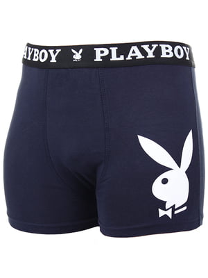 Труси-боксери з трикотажу Playboy сині | 6644854