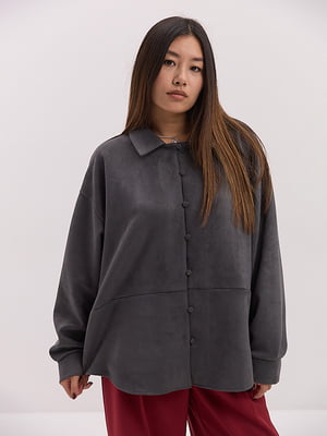 Замшевая серая рубашка oversize | 7122744