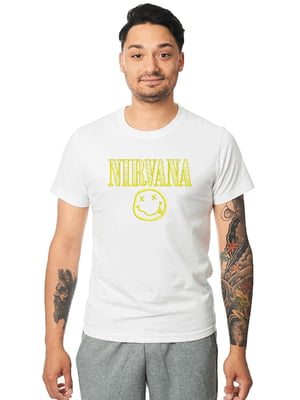 Футболка біла з вишивкою "Smile, Nirvana es" | 7126835