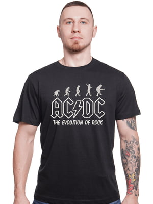 Футболка чорна з вишивкою "The Evolution Of Rock, AC/DC es" | 7126879