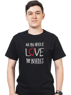 Футболка чорна з вишивкою "All You Need Is Love, The Beatles es" | 7126918