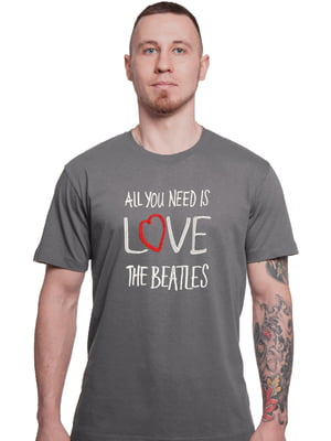 Футболка сіра з вишивкою "All You Need Is Love, The Beatles es" | 7126920