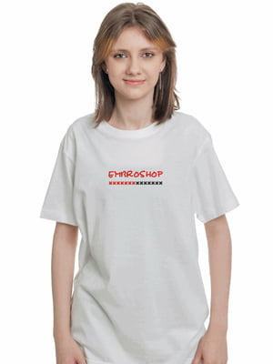 Футболка біла з вишивкою "Embroshop, crosses" | 7127055