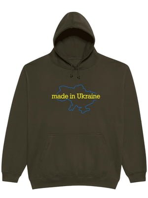 Худі кольору хакі з вишивкою "Made in Ukraine" | 7127745