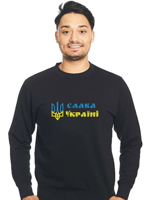 Світшот чорний з вишивкою "Слава Україні" | 7128646