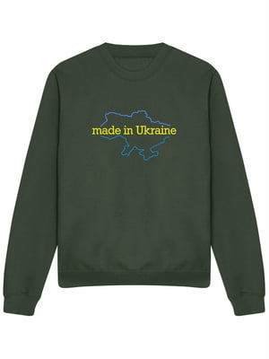 Світшот оливковий з вишивкою "Made in Ukraine" | 7128659