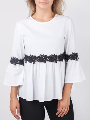Блуза біла з декором | 5920231