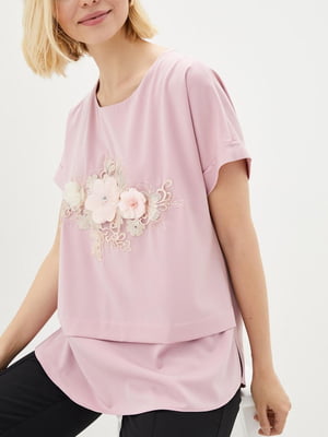 Блуза розовая с декором | 5920798