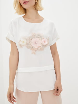 Блуза біла з декором | 5920797