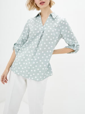 Блуза бірюзового кольору в принт | 5921025