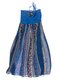 Сукня синя в комбінований принт з декором | 1039108
