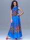 Платье синее в цветочный принт | 1645358