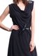 Платье черное с декорированным плечом и поясом | 913479 | фото 3